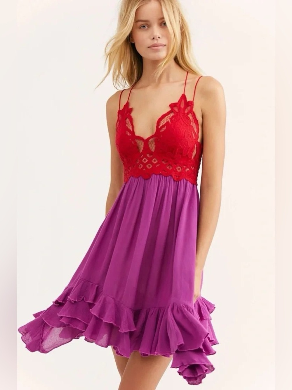Free People FP One Adella Slip Dress - Lipstick Combo - Picture 3 of 7